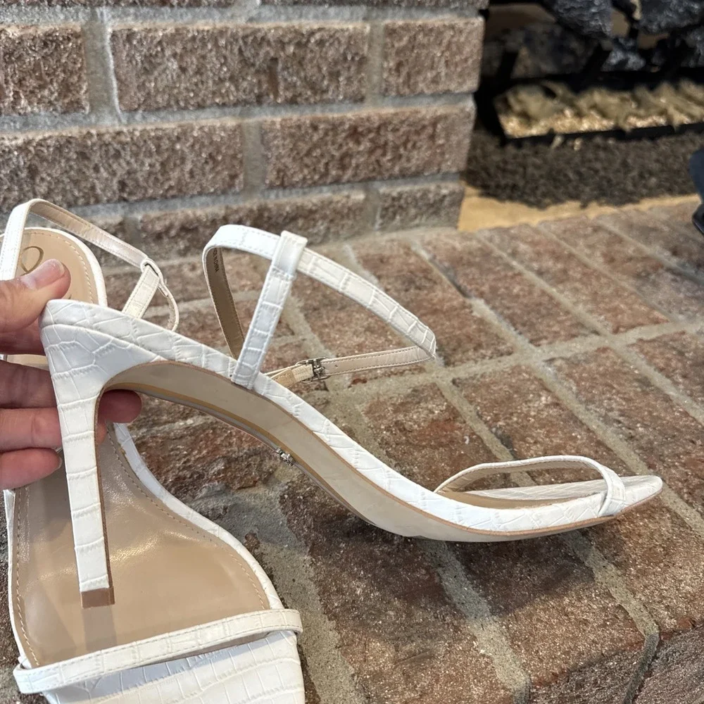 Sam Edelman Doran Strappy Sandal‎ Ivory Cream White Croc Women Size 11 #149